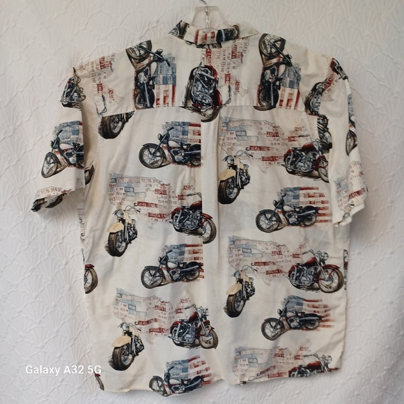 Harbor Bay Cream and Red Casual Button Down Shirt Size 2XLT - Picture 7 of 14